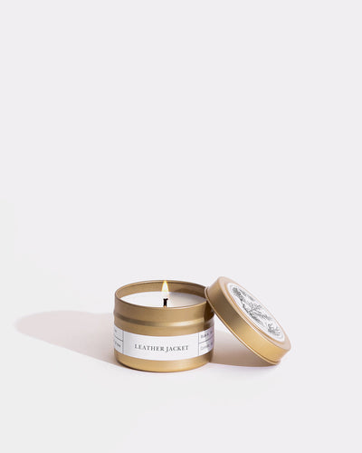 Leather Jacket Gold Travel Candle by Brooklyn Candle Studio