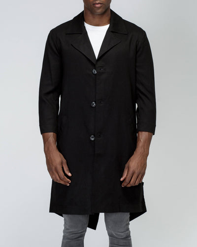 Konus Men's 3/4 Sleeve  Fish Tail Coat in Black by Shop at Konus