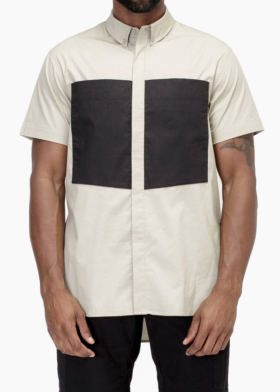Konus Men's Short Sleeve Button Up in Khaki by Shop at Konus