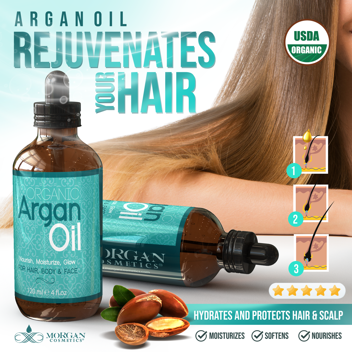 Organic Argan Oil 4 oz by Morgan Cosmetics