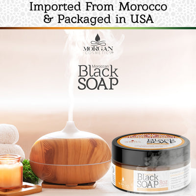 Moroccan Black Soap with Blossom 8oz by Morgan Cosmetics