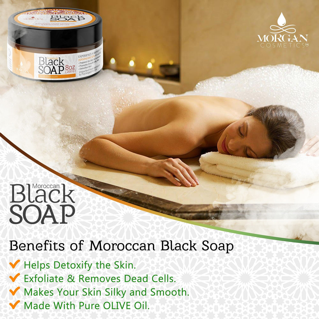 MOROCCAN BLACK SOAP WITH ROSE 8 OZ by Morgan Cosmetics