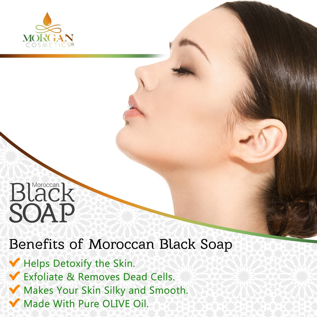 Moroccan Black Soap with Blossom 8oz by Morgan Cosmetics