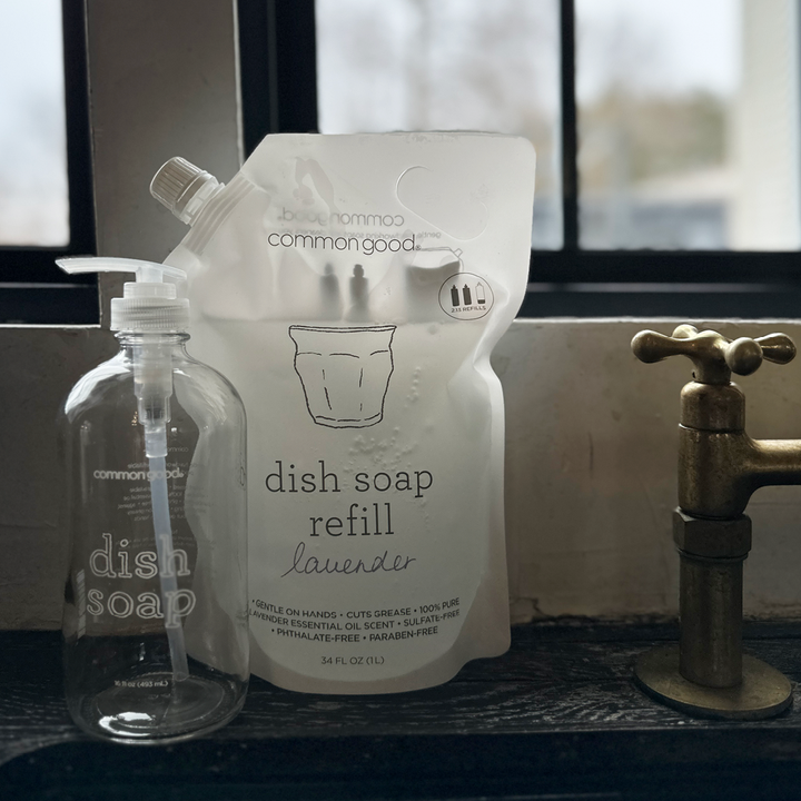 Dish Soap Refill Pouch and Glass Bottle Set by Common Good