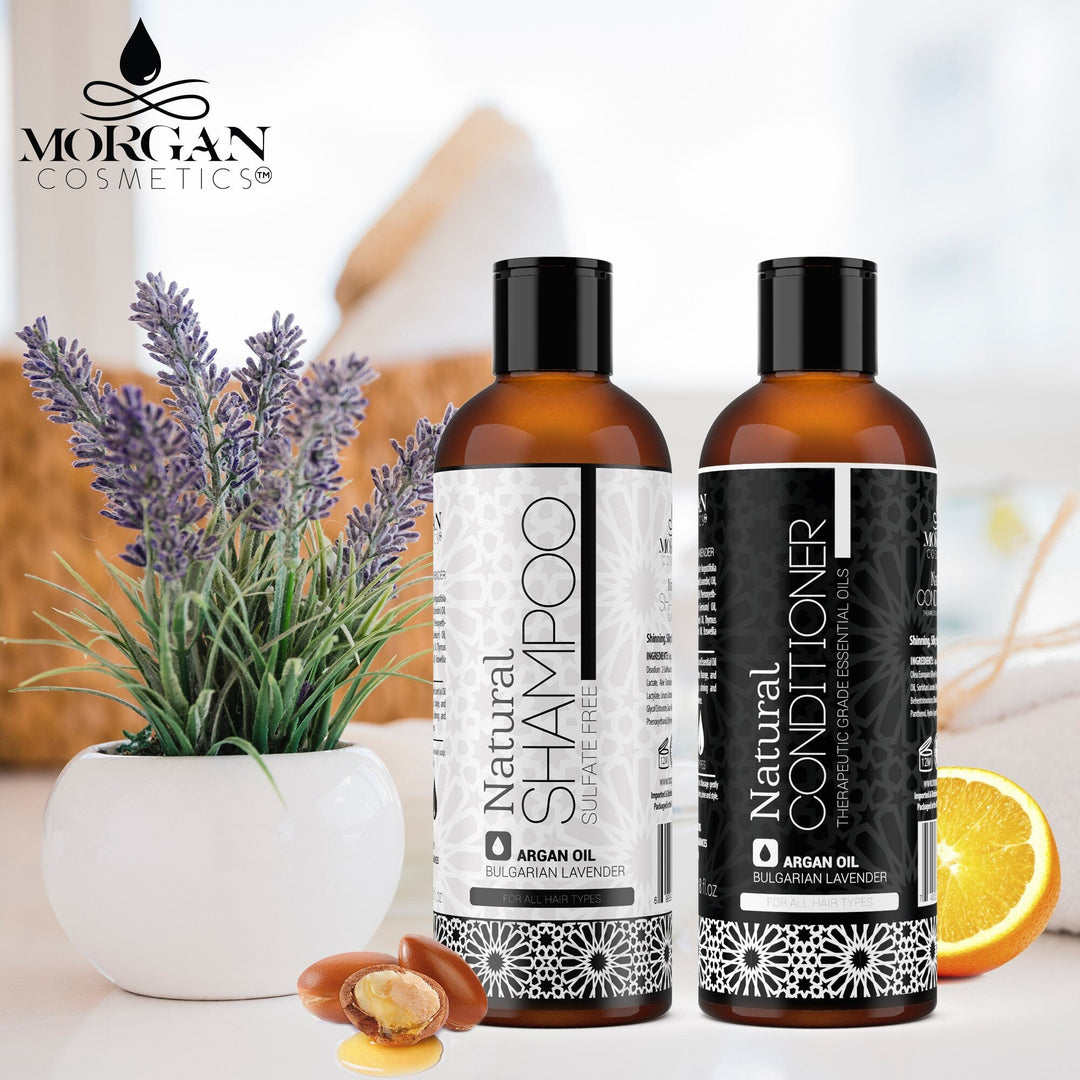 Lavender & Argan Oil Sulfate Free Shampoo & Conditioner 16 oz by Morgan Cosmetics