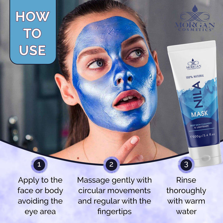 Blue Nila Mask Mask 100% Natural Deep Skin Cleanser & Lightener 200 gram/ 5.4 fl oz by Morgan Cosmetics