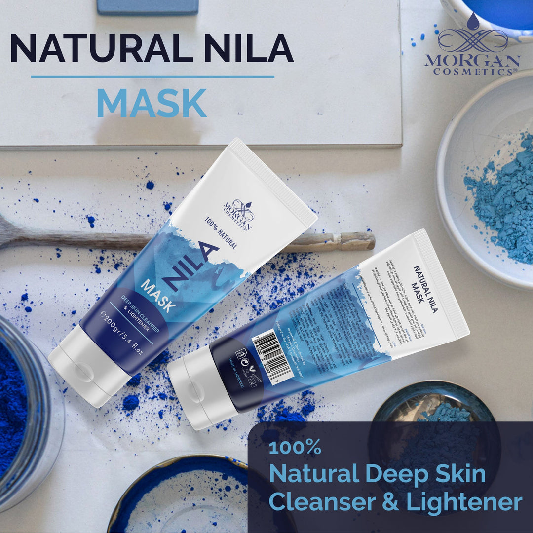 Blue Nila Mask Mask 100% Natural Deep Skin Cleanser & Lightener 200 gram/ 5.4 fl oz by Morgan Cosmetics