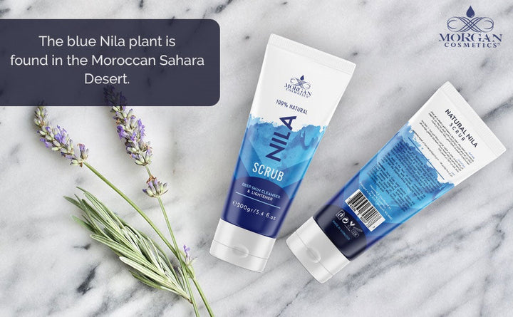 Blue Nila Scrub 100% Natural Deep Skin Cleanser & Lightener 160 gram / 5.64 fl oz by Morgan Cosmetics