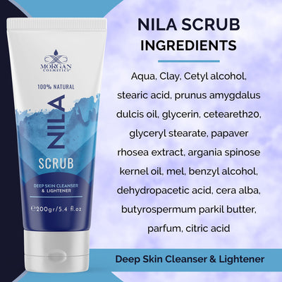 Blue Nila Scrub 100% Natural Deep Skin Cleanser & Lightener 160 gram / 5.64 fl oz by Morgan Cosmetics