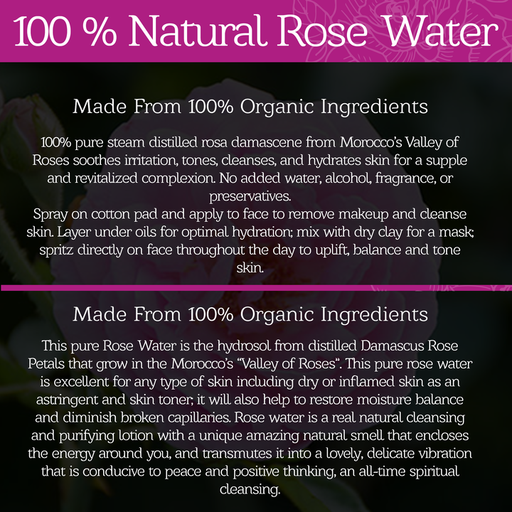 Pure Moroccan Rose Water 4 oz by Morgan Cosmetics