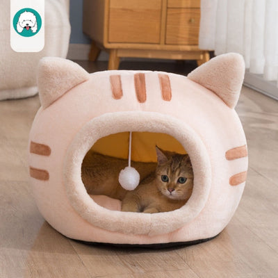 Adorable Plush Cat Head Pet House by Onetify