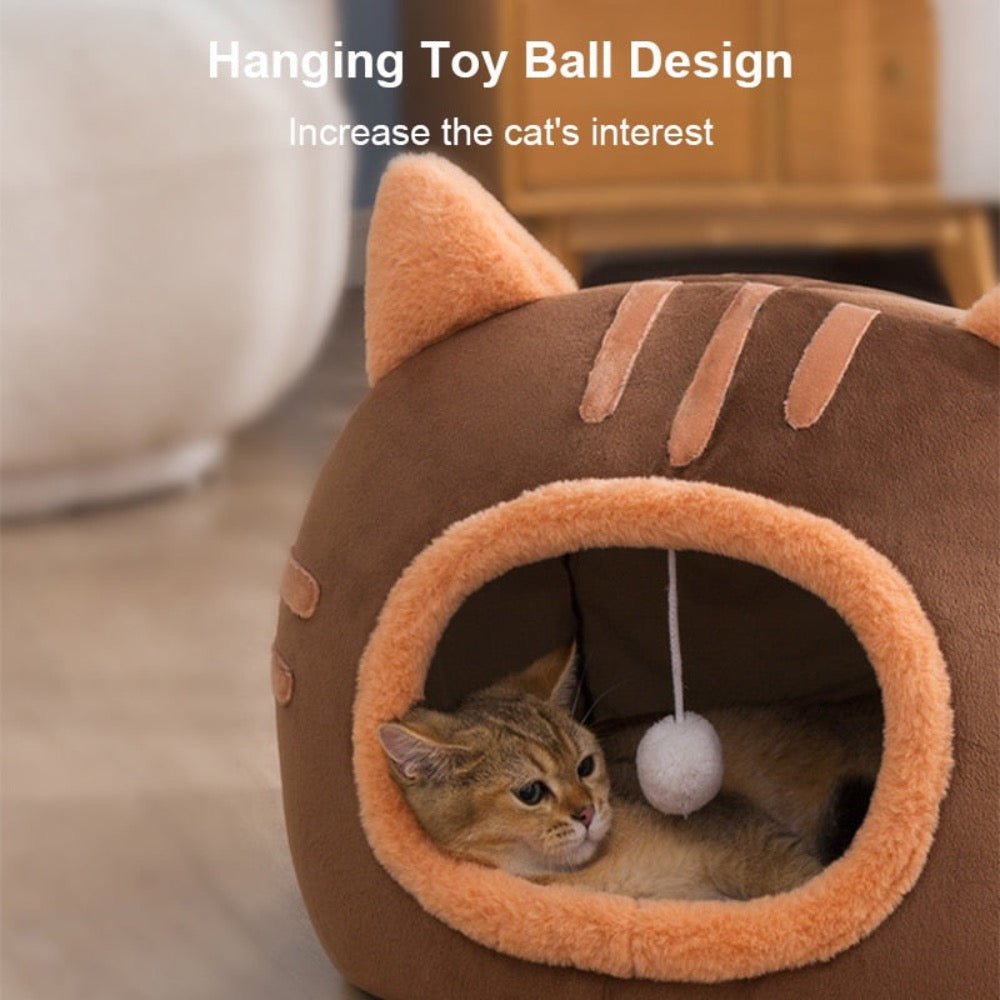 Adorable Plush Cat Head Pet House by Onetify