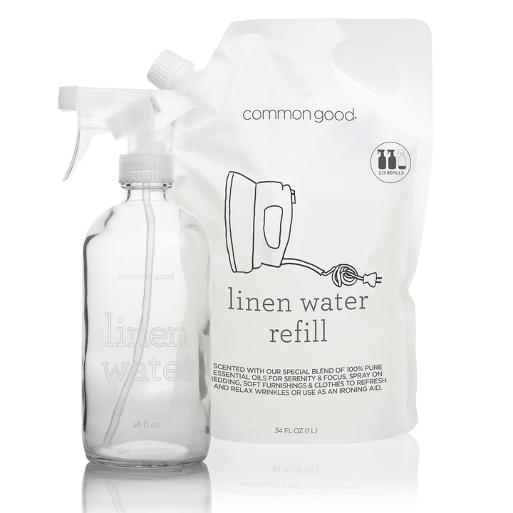 Linen Water Refill Pouch and Glass Bottle Set by Common Good