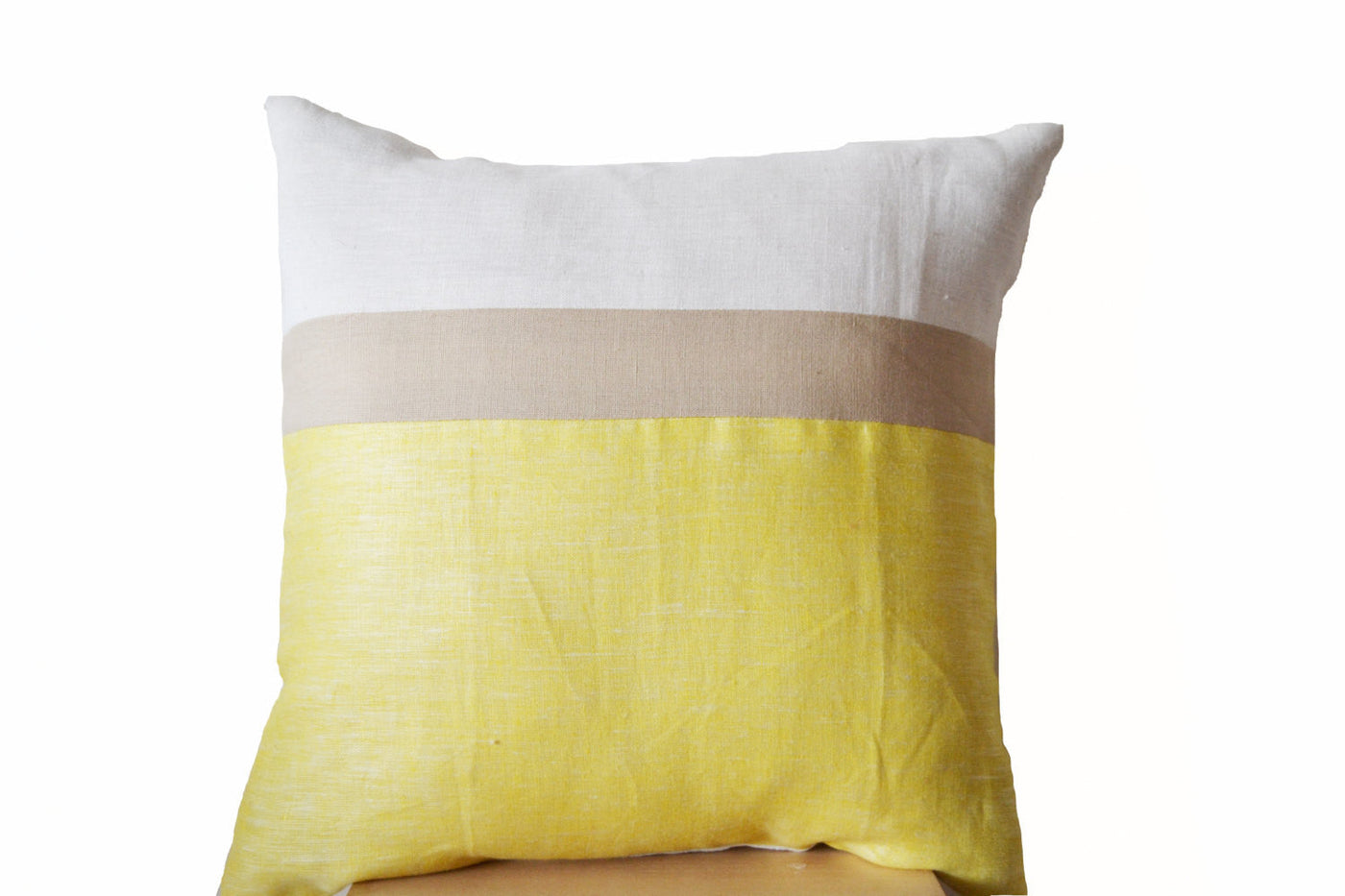 Yellow Pillow -Throw Pillows color block -Couch Pillows - Decorative cushion cover- Spring Throw pillow - gift- 16X16- Yellow Linen Pillows by Amore Beauté