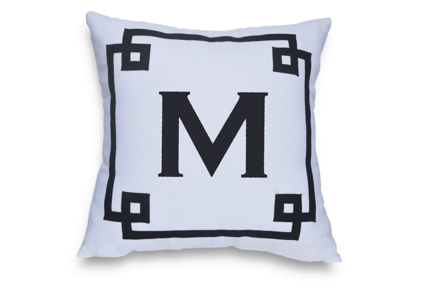 Greek Key Pillow Covers, Monogram Pillow Cover, White Navy Pillow by Amore Beauté