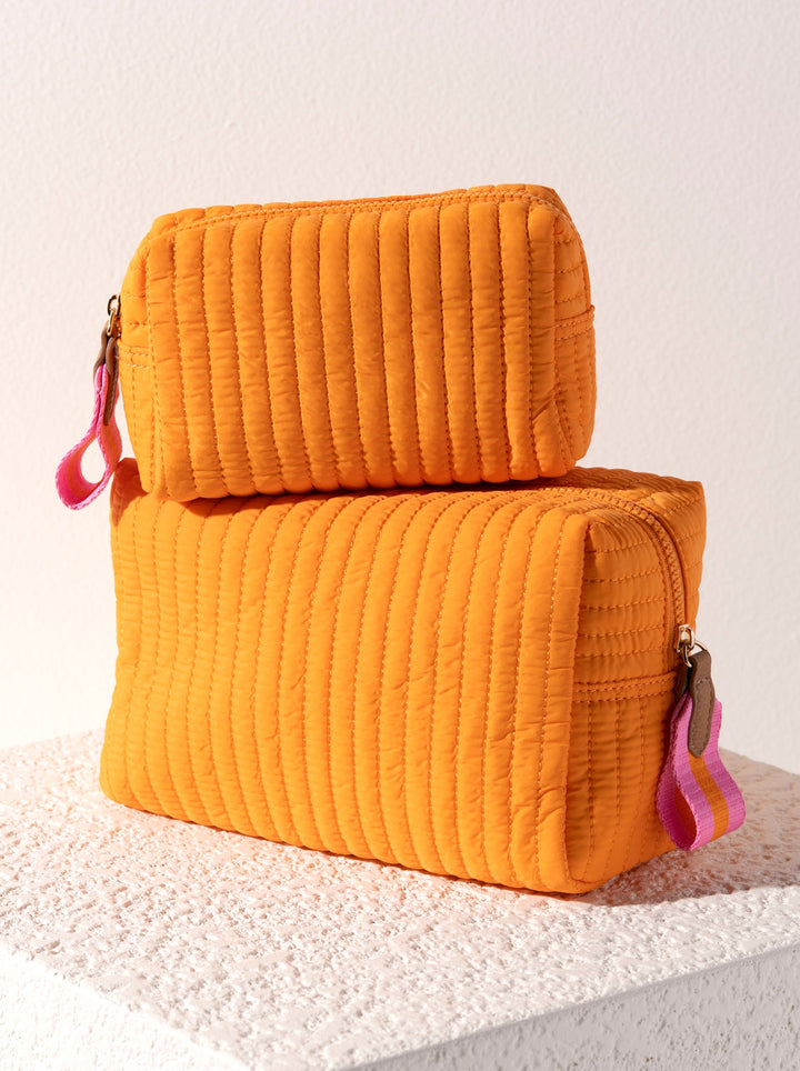 Shiraleah Ezra Quilted Nylon Small Boxy Cosmetic Pouch, Orange by Shiraleah