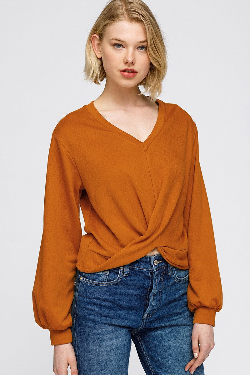 Women's V-Neck Wrap Front Sweatshirt by Shop at Konus