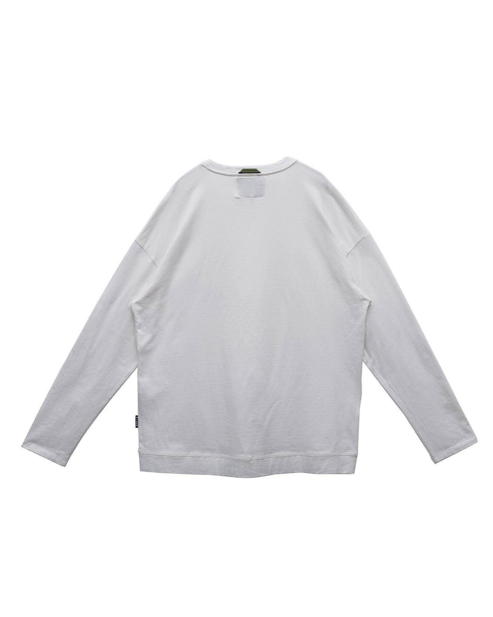 Konus Men's Long Sleeve Oversize Pocket Tee in White by Shop at Konus