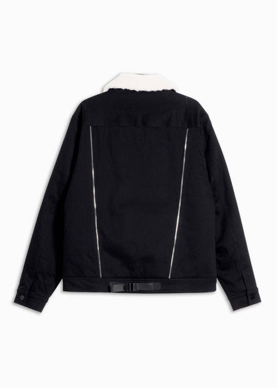 Konus Men's Twill Jacket with Sherpa Collar in Black by Shop at Konus