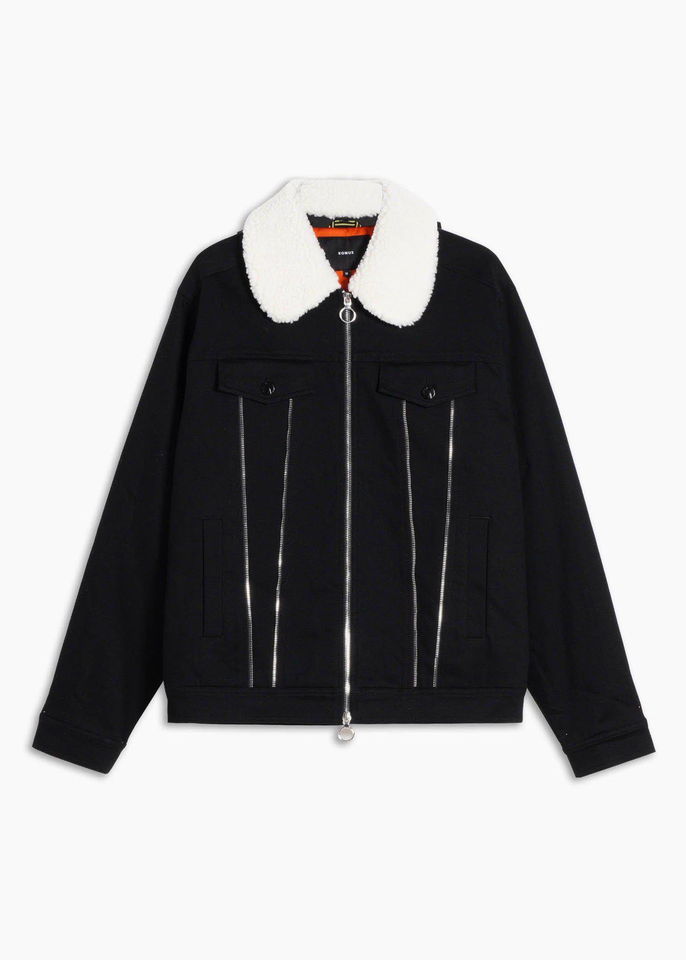 Konus Men's Twill Jacket with Sherpa Collar in Black by Shop at Konus
