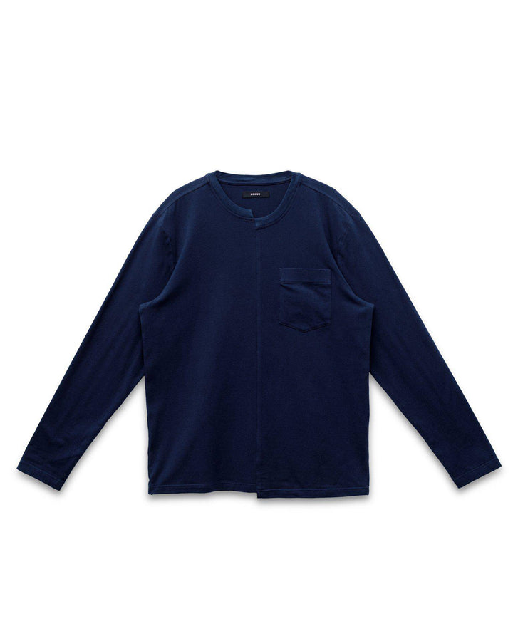 Konus Men's Unbalanced Hem Long Sleeve Tee in Navy by Shop at Konus