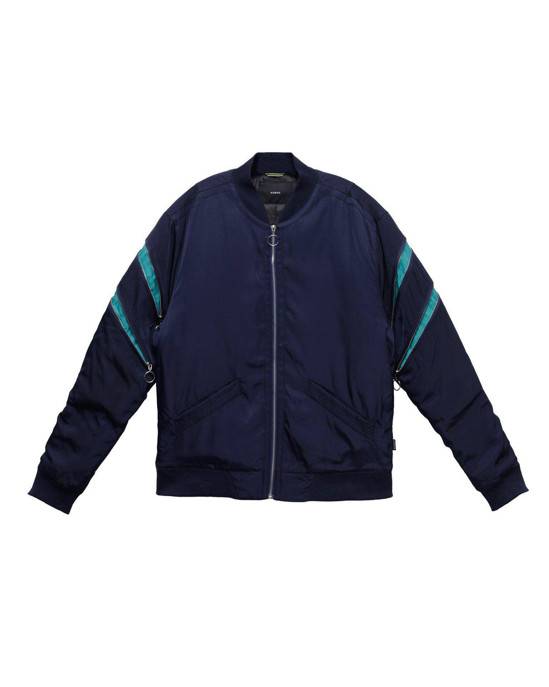 Konus Men's Bomber Jacket with Zipper Details in Navy by Shop at Konus