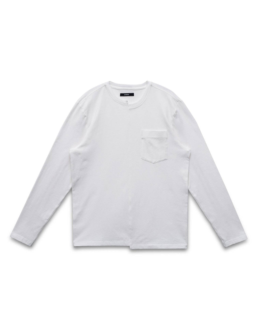 Konus Men's Unbalanced Hem Long Sleeve Tee in White by Shop at Konus