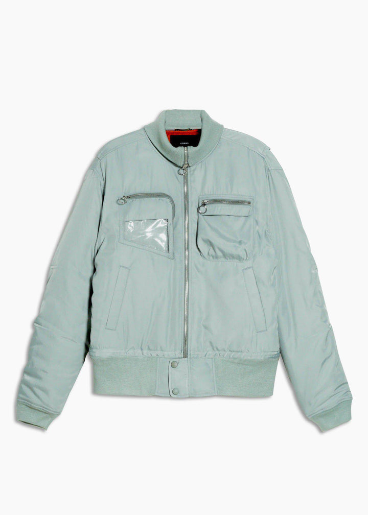 Men's Mock Collar Bomber Jacket in Green by Shop at Konus