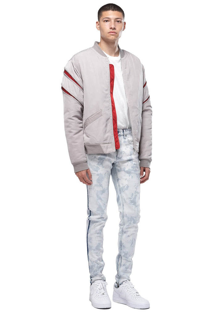 Konus Men's Bomber Jacket with Zipper Details in Grey by Shop at Konus