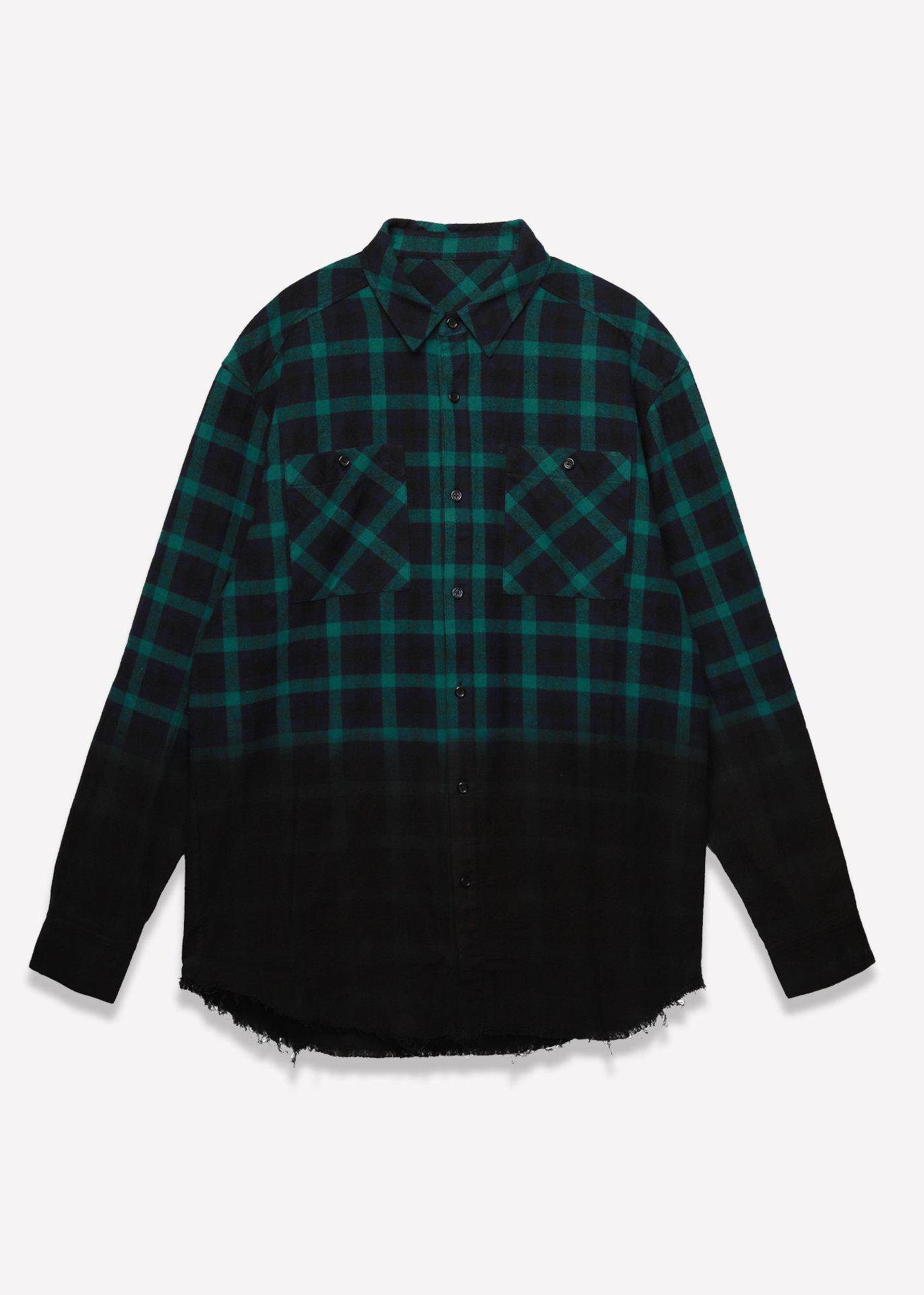 Blank State Men's Frayed Ombre Flannel in Hunter Green by Shop at Konus