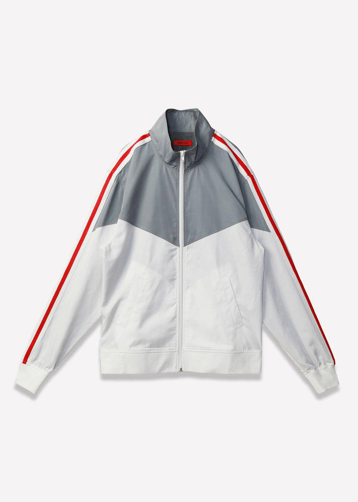 Blank State Men's Retro Swishy Track Jacket in White/Grey by Shop at Konus