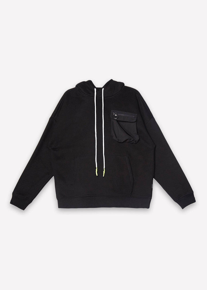 Konus Men's Bellow Pocket Hoodie in Black by Shop at Konus