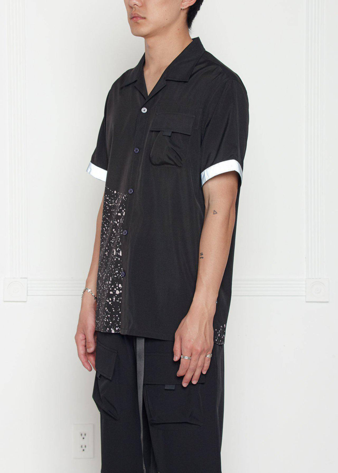 Konus Men's Shirt w/ Reflective Tape at Cuffs in Black by Shop at Konus