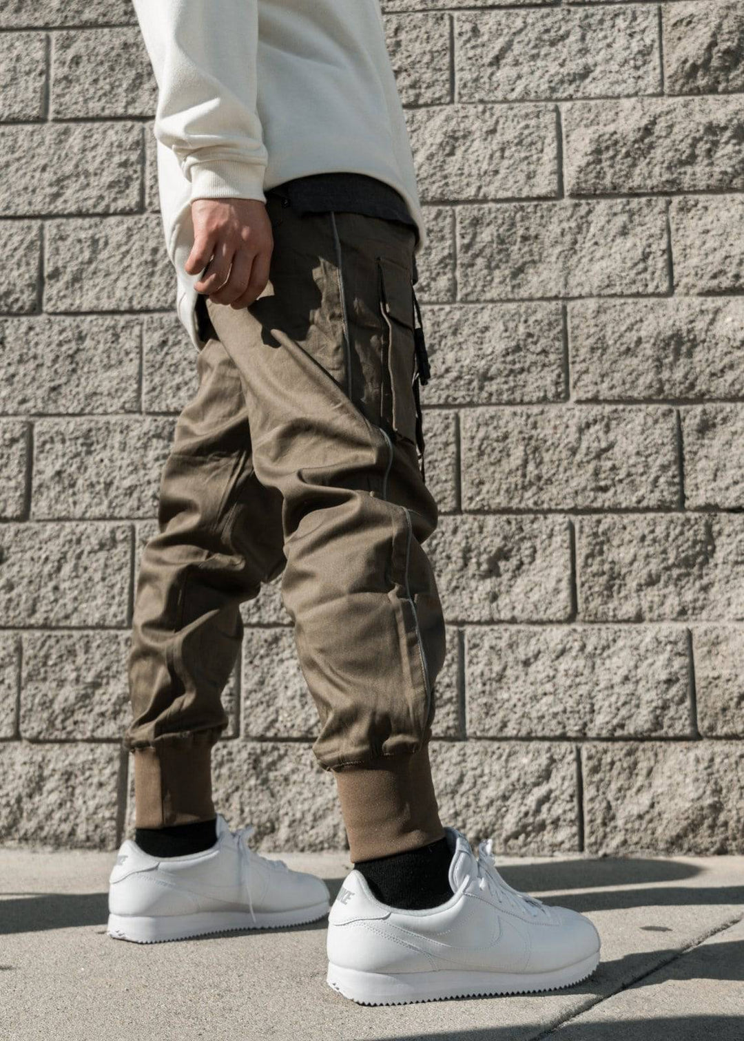 Konus Men's Tactical Strap Cargo Joggers in Tobacco by Shop at Konus