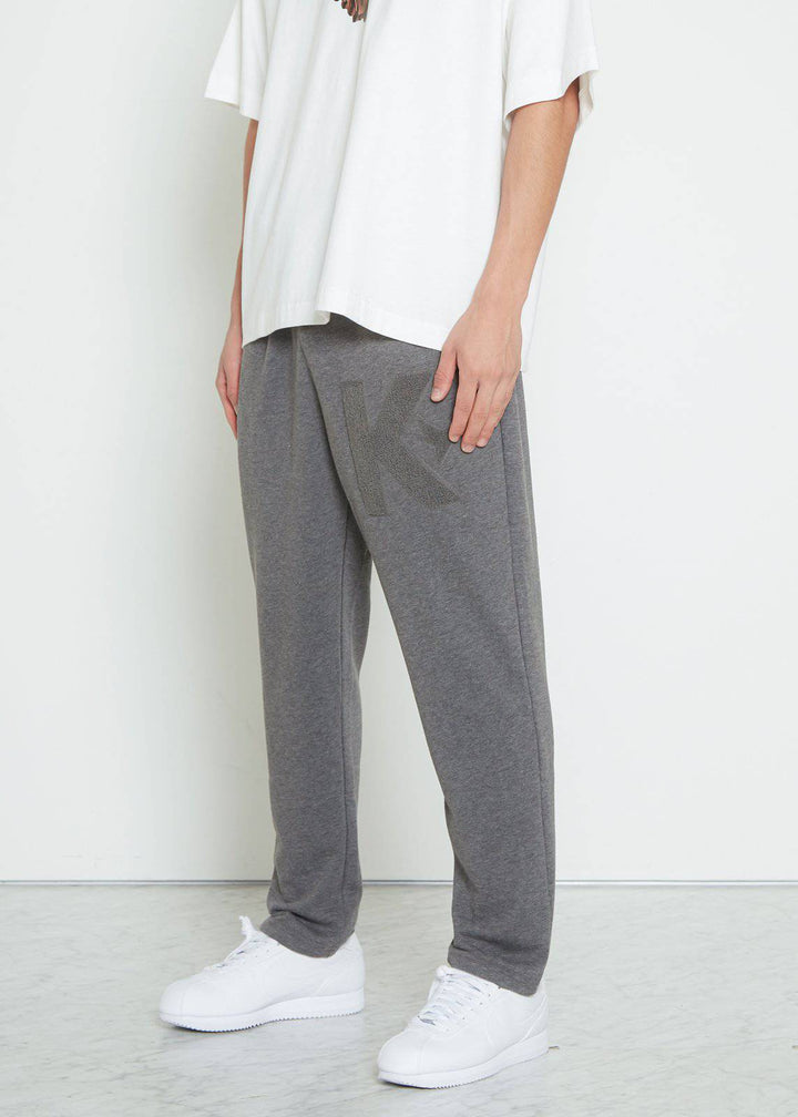 Konus Men's Chenille Embroidery Sweatpants in Heather Grey by Shop at Konus