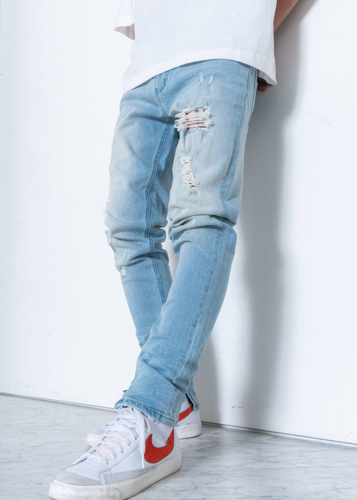 Konus Men's Light Washed Denim With Repair Works by Shop at Konus