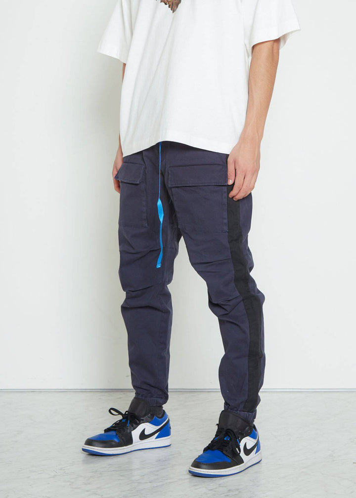 Konus Men's Woven Jogger with Tape in Navy by Shop at Konus