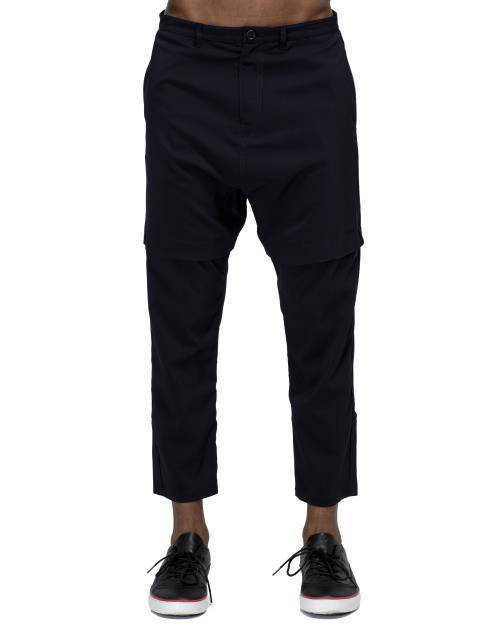 Konus Men's Drop Crotch Tapered Stretch Twill Pants in Navy by Shop at Konus