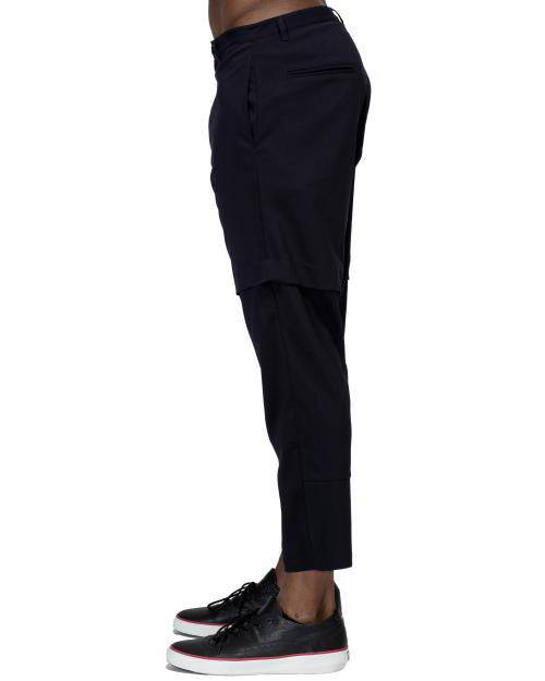 Konus Men's Drop Crotch Tapered Stretch Twill Pants in Navy by Shop at Konus