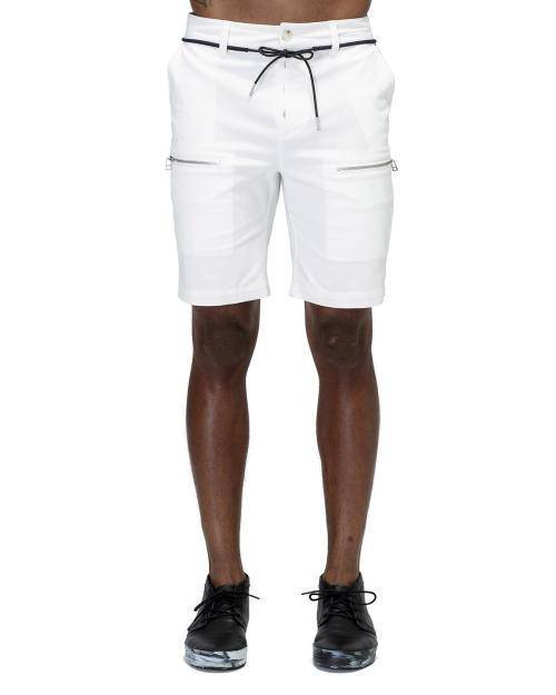 Konus Men's Zipper Cargo Shorts With Drawcord in White by Shop at Konus