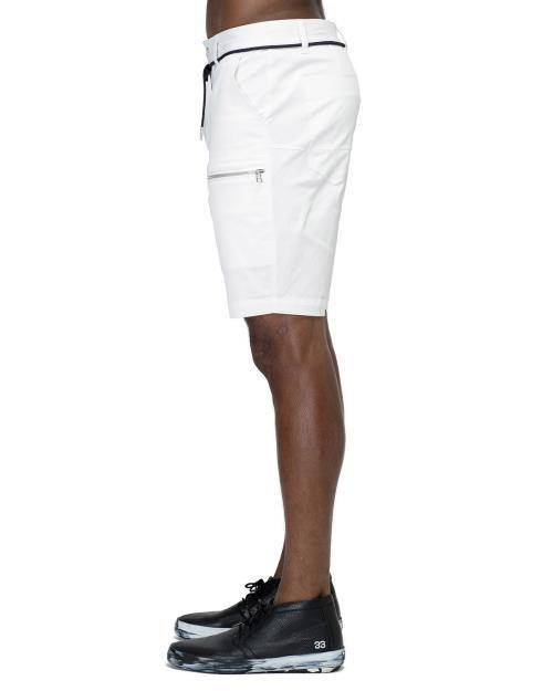 Konus Men's Zipper Cargo Shorts With Drawcord in White by Shop at Konus