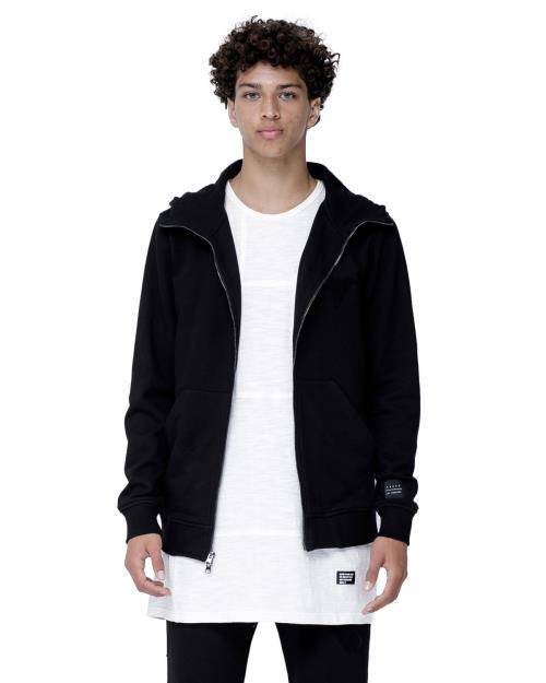 Konus Men's Zip up Hoodie With Chenille Embroidery in Black by Shop at Konus