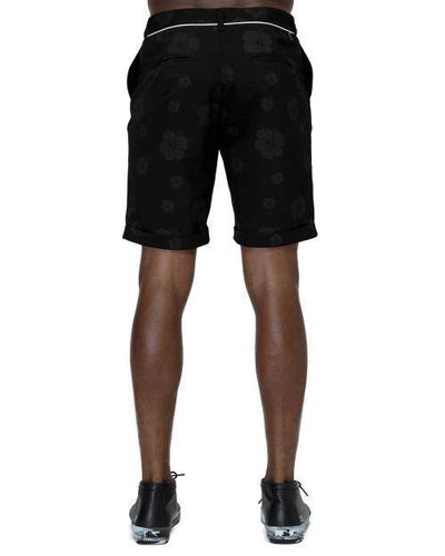 Konus Men's Cuffed Shorts With Floral Print in Black by Shop at Konus