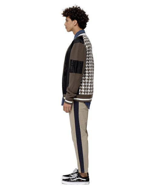 Konus Men's Cardigan With Polyester Panel in Olive by Shop at Konus