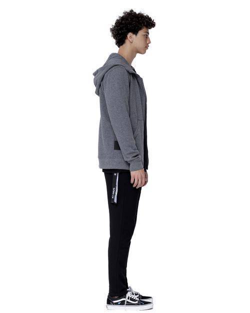 Konus Men's Zip up Hoodie With Chenille Embroidery in Heather Grey by Shop at Konus