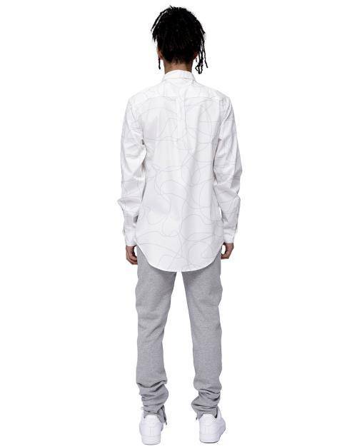 Konus Men's Long Sleeve Line Print Shirt in White by Shop at Konus