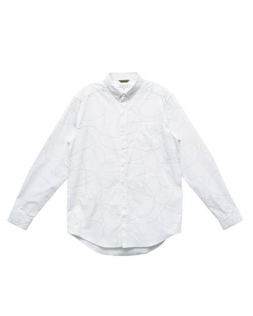 Konus Men's Long Sleeve Line Print Shirt in White by Shop at Konus
