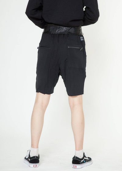 Konus Men's Drop Crotch Shorts With Zipper Pockets in Black by Shop at Konus