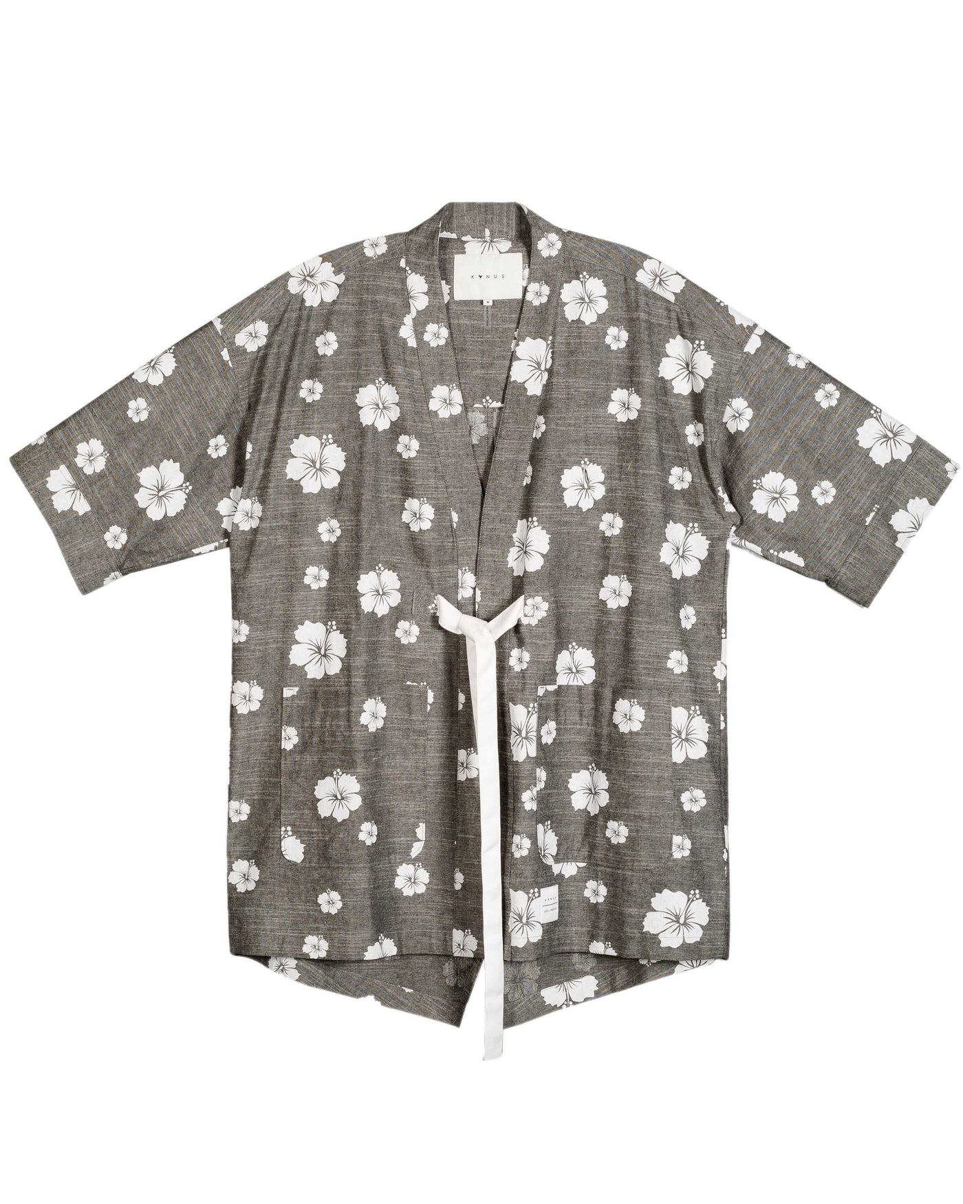 Konus Men's Kimono Shirt w/ Floral Print in Gray by Shop at Konus