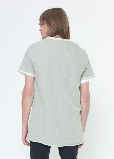 Konus Men's Layered Short Sleeve French Terry Tee in Gray by Shop at Konus